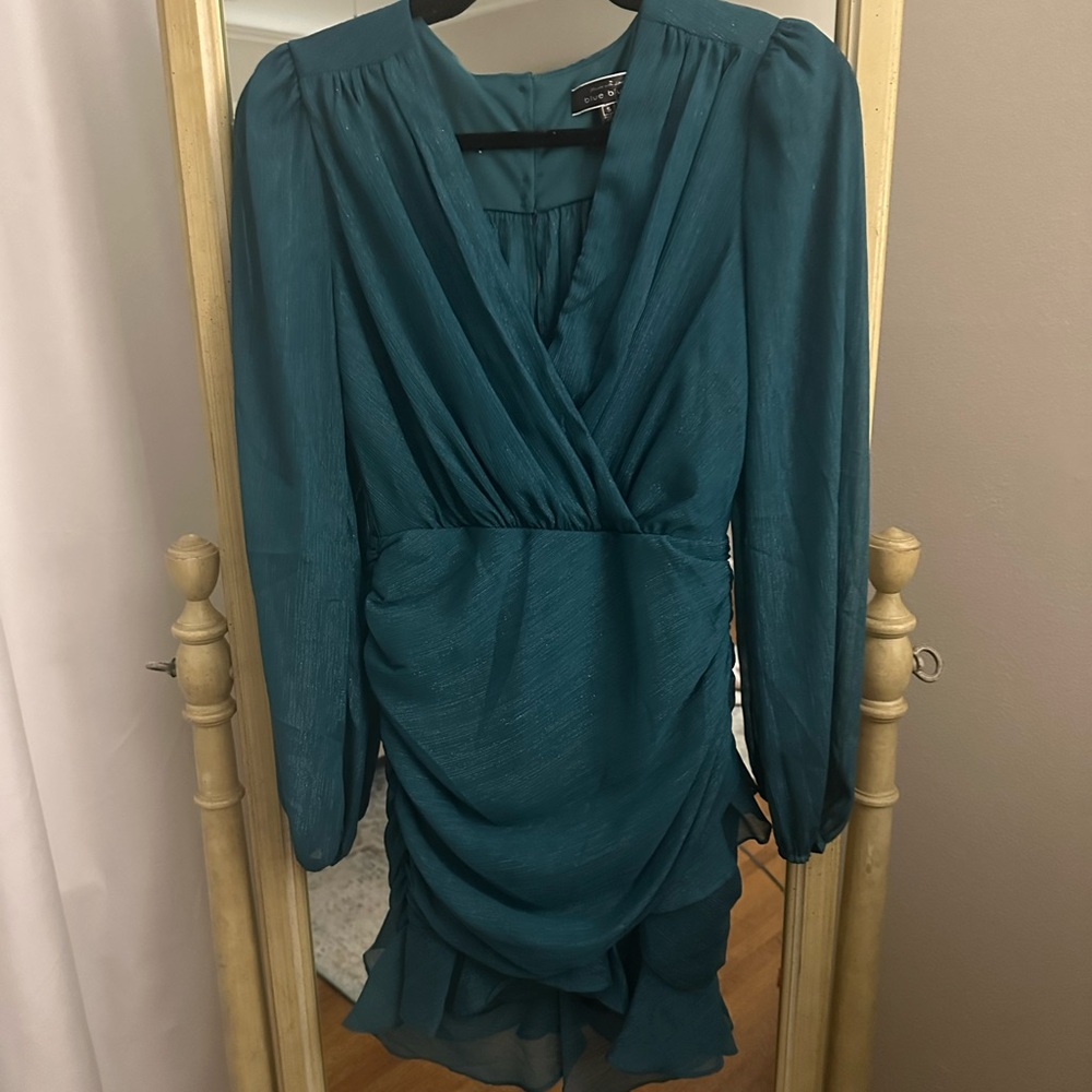 Blue Blush Teal Long Sleeve Dress
